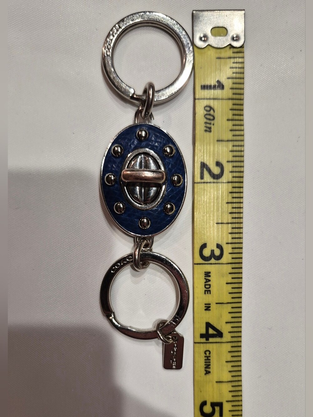 Coach Studded Leather Turnlock Keychain - Picture 10 of 10